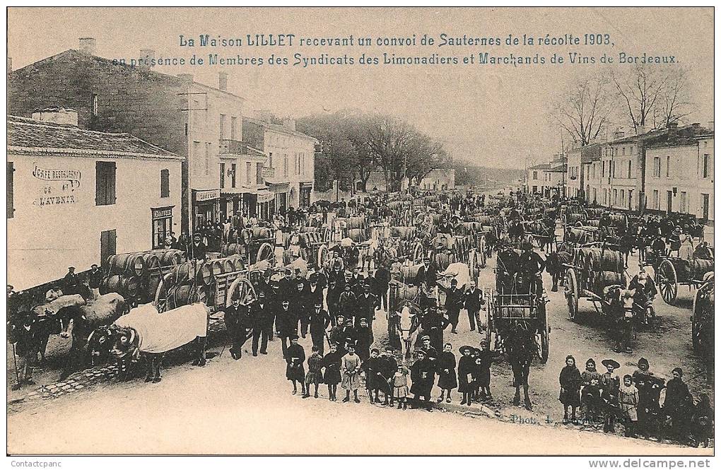 PODENSAC  ( 33 )  -  La Maison  LILLET Recevant Un Convoi De SAUTERNES De La Récolte 1903 - Autres & Non Classés