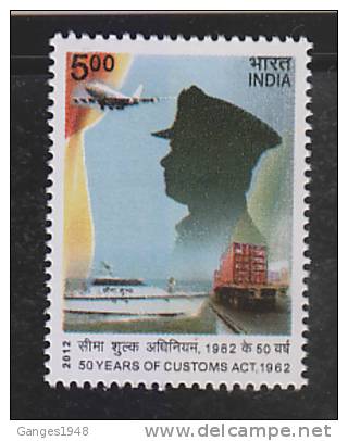 INDIA  2012 -  50 YEARS OF CUSTOMS ACT  #  42572   Indien Inde - Unused Stamps