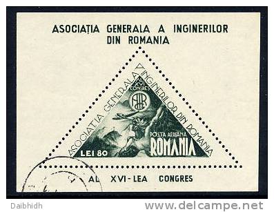 ROMANIA 1945 Engineers' Congress Block Used.  Michel 30 - Blocs-feuillets