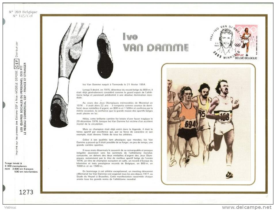 FDC Soie Gd  Format COB  N° 1974 - Ivo VAN DAMME - Athlétisme - Oblitération : " WINKSELE - 3/05/1980 " - 1971-1980