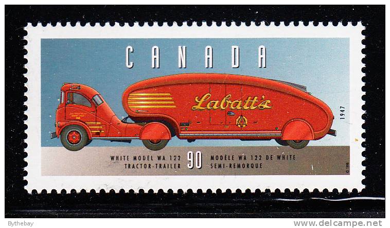 Canada MNH Scott #1604e 90c White Model WA 122 Tractor-Trailer, 1947 - Historic Industrial & Commercial Vehicles 4 - Neufs