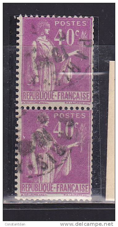 FRANCE N° 281II  0.40 LILAS TYPE PAIX PAIRE DE ROULETTE SIGNE CALVES  OBL - Coil Stamps