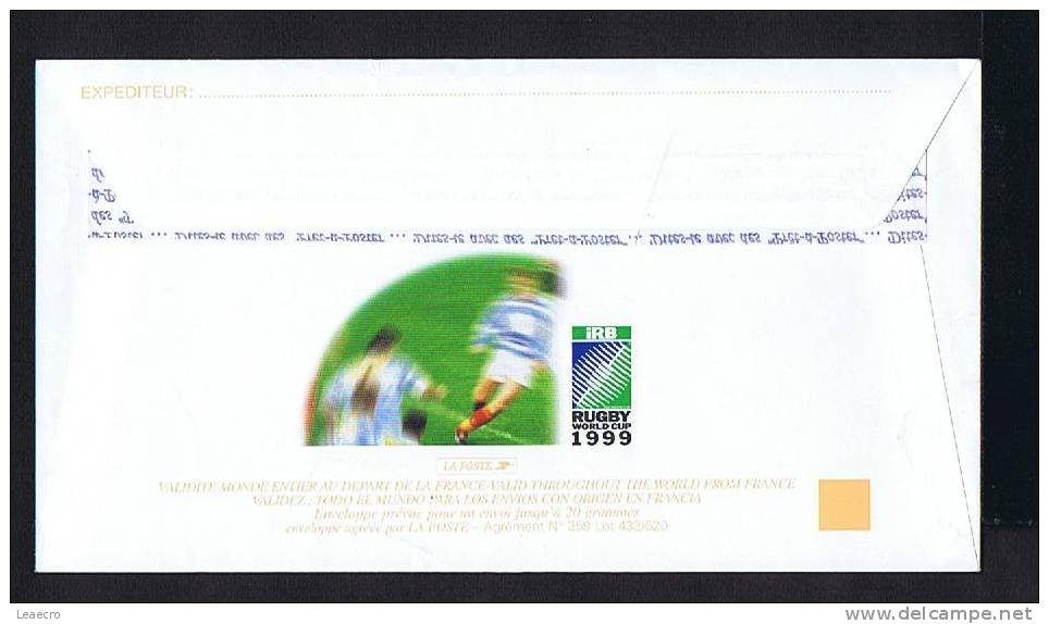 Gc1175 FRANCE Sports Coupe Du Monde De Rugby Cover Postal Stationery PAP 1999 - Rugby