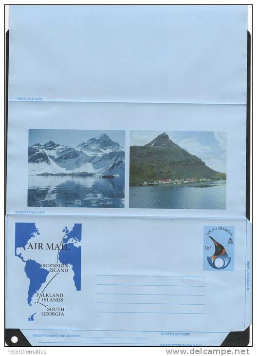 SOUTH GEORGIA, AEROGRAMME, MINT, LANDSCAPE,STYLISED PENGUIN - Other & Unclassified