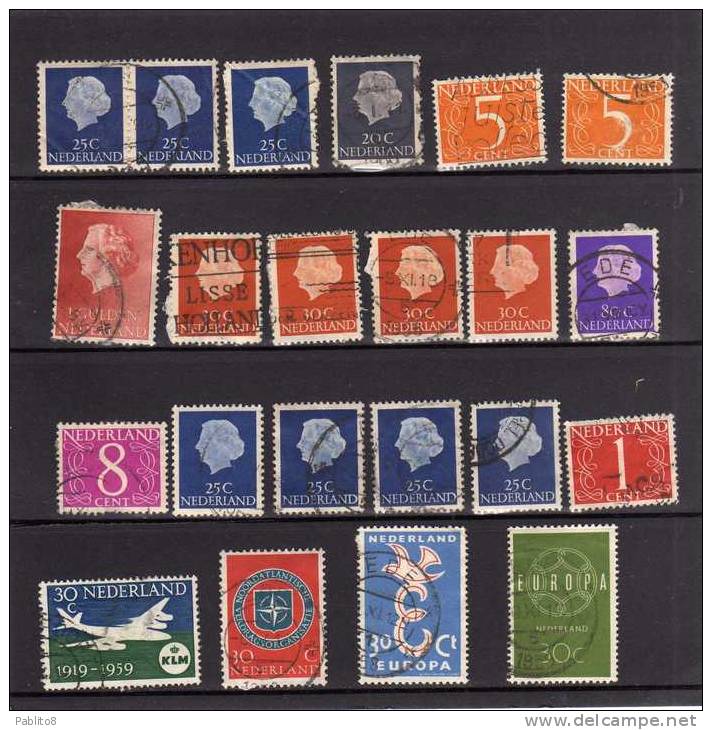 NETHERLANDS - PAESI BASSI - HOLLAND - NEDERLAND - OLANDA LOT OF 22 (1 EUROPA 1958 + 1 EUROPA 1959) STAMPS - LOTTO USED - Colecciones Completas