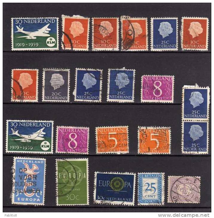 NETHERLANDS - PAESI BASSI - HOLLAND - NEDERLAND - OLANDA LOT OF 22 (1 EUROPA 1958 + 1959 + 1960) STAMPS - LOTTO USED - Colecciones Completas
