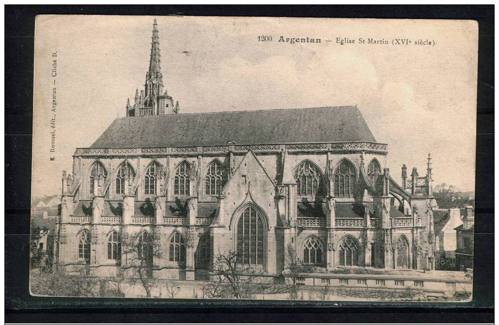 FRANCE 61. ORNE..CPA.ARGENTAN.EGLISE ST. MARTIN.  CIRCULÉE 1913 - Argentan