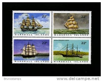 MARSHALL ISLANDS - 1987  WHALER SHIPS  BLOCK  MINT NH - Islas Marshall