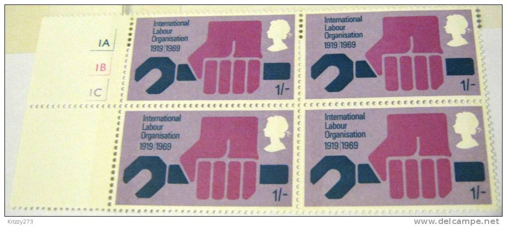 Great Britain 1969 International Labour Organisation 1s X 4 - Mint - Unused Stamps