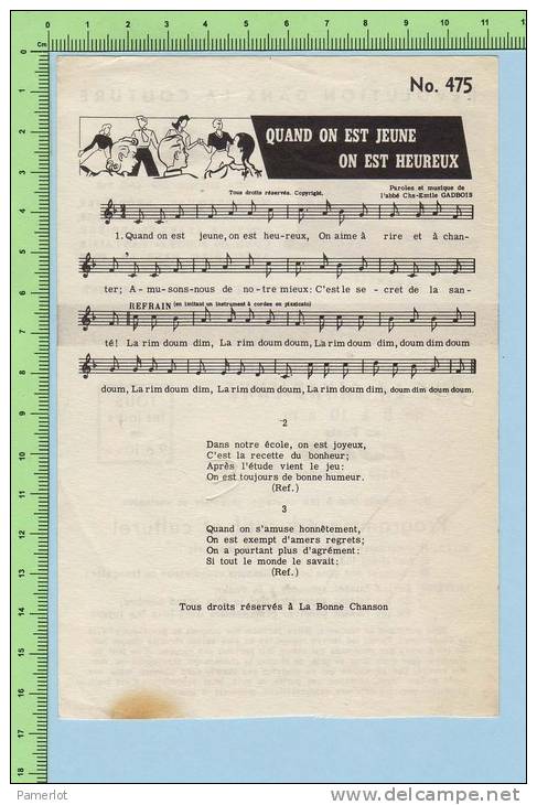 Publicité ( Machine à Coudre Stella Concour CJMS Montréal Quebec + Chanson Quand On Est Jeune...) Publicity + Song - Partitions Musicales Anciennes