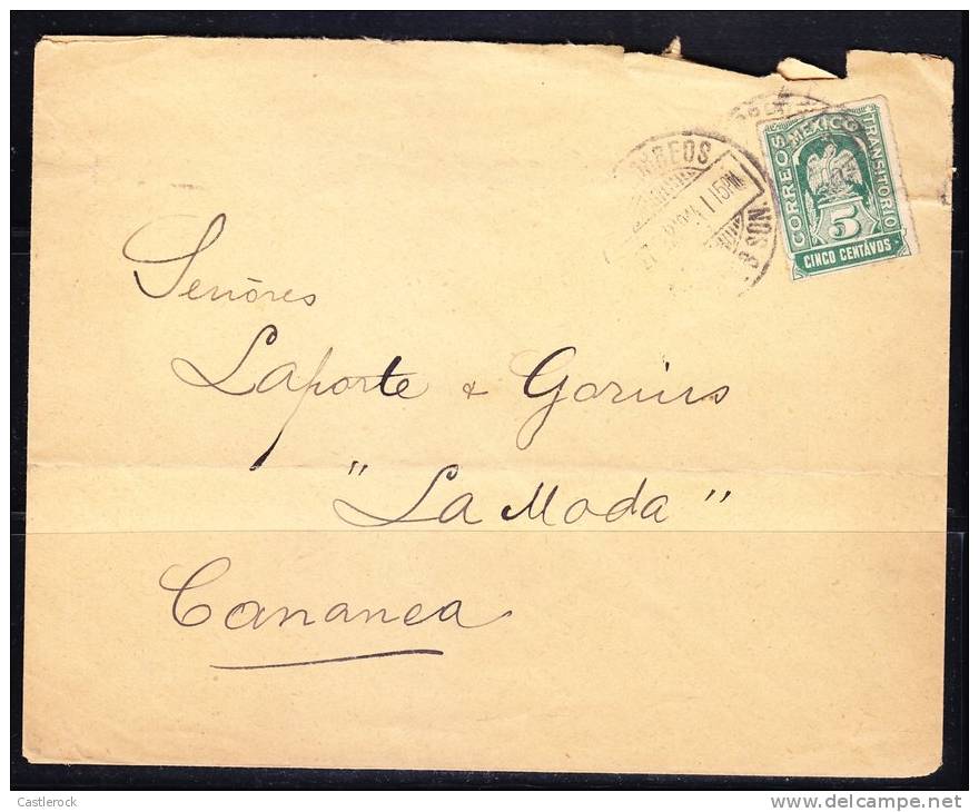 R)1914 COMERCAL COVER.CANANEA SON.MEXICO. LA MODA. SRES.LAPORTE& GARNIS.TRANSITORIO GREEN EAGLE 5 CTS.,STAMP. - Mexico