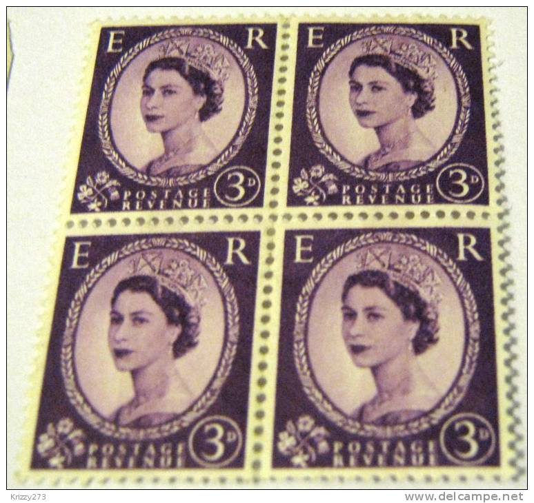 Great Britain 1952 Queen Elizabeth II 3d X 4 - Mint - Ungebraucht