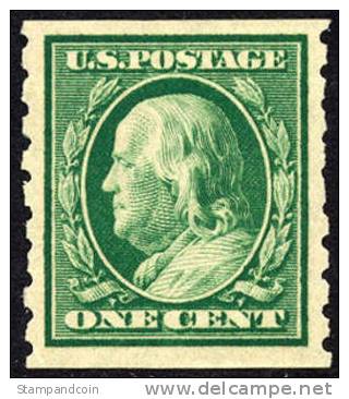 US #392 SUPERB Mint Never Hinged 1c Franklin Coil From 1910 - Roulettes