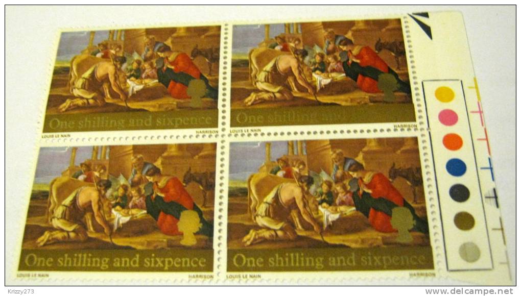 Great Britain 1967 Christmas The Adoration Of The Shepherds 1s6d X 4 - Mint - Unused Stamps