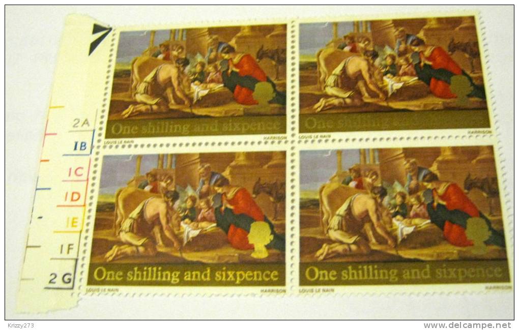 Great Britain 1967 Christmas The Adoration Of The Shepherds 1s6d X 4 - Mint - Unused Stamps