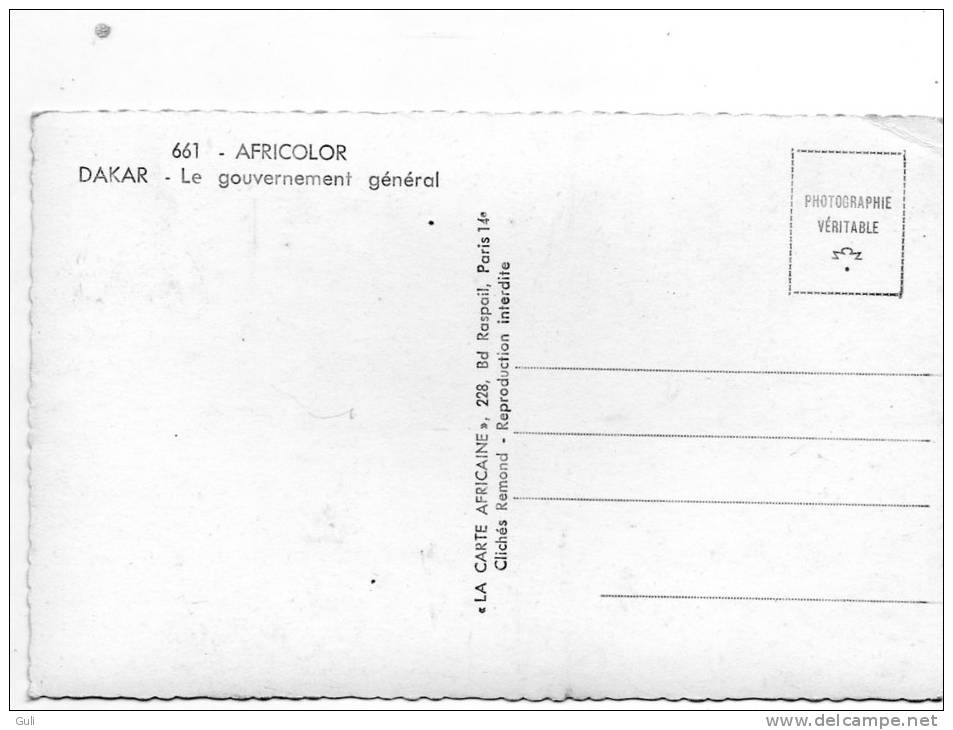 Afrique-Sénégal-DAKAR- Le Gouvernement Général - AFRICOLOR  (Cpsm Photo Editions:La Carte Africaine N°661)*PRIX FIXE - Sénégal