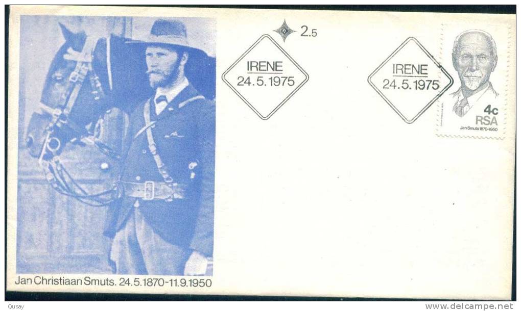 Jan Christiaan Smuts   Military Leader And Philosopher Prime Minister  , South Africa FDC 1975 - Storia Postale