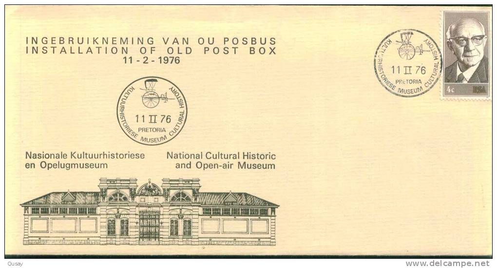 Installation Of Old Post Box, National Cultural Historic And Open-air Museum , Cycling  , South Africa FDC 1976 - Covers & Documents