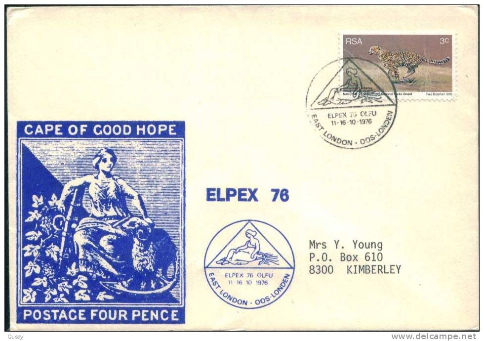 Protected Animal Cape Of Good Hope  Elpex 76  , South Africa FDC 1976 - Storia Postale