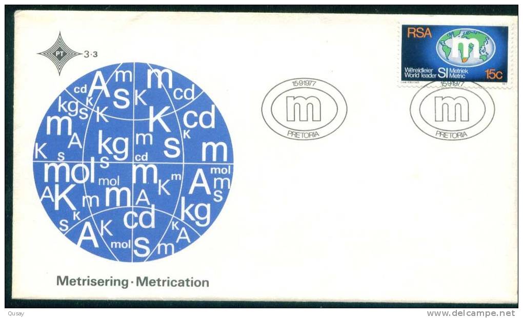 Metric System  Metrication   , South Africa FDC 1977 - Storia Postale