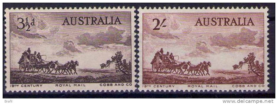 1955 Australia, Diligenza Postale , Serie Completa Nuova (**) - Neufs