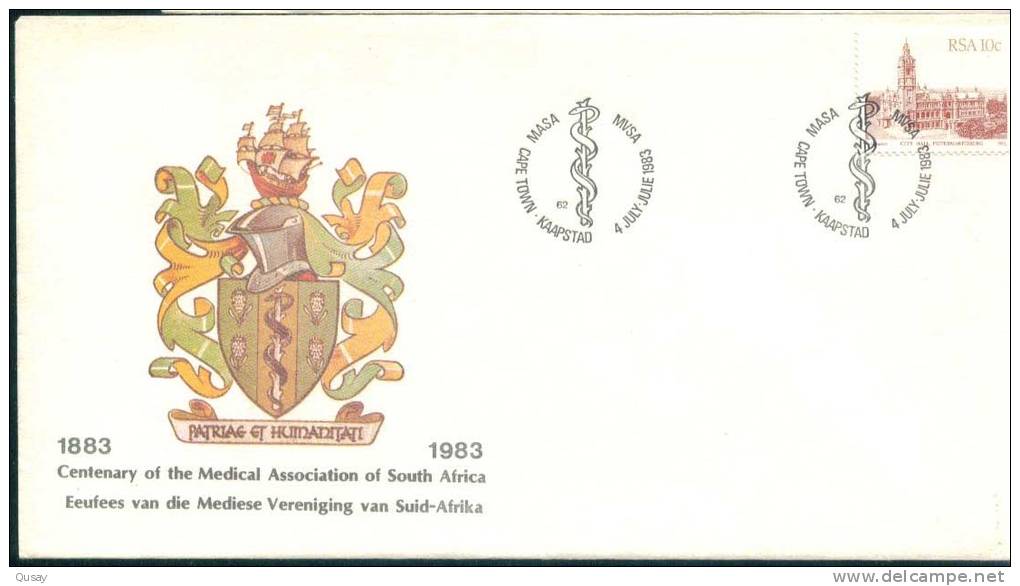 Centenary Of The Medical Association Of South Africa  , South Africa FDC 1982 - Lettres & Documents