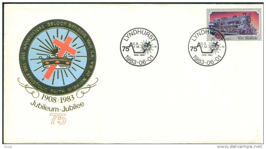 Train , Jubilee, The Apostolic Faith Mission Of Sa  , South Africa FDC 1983 - Lettres & Documents