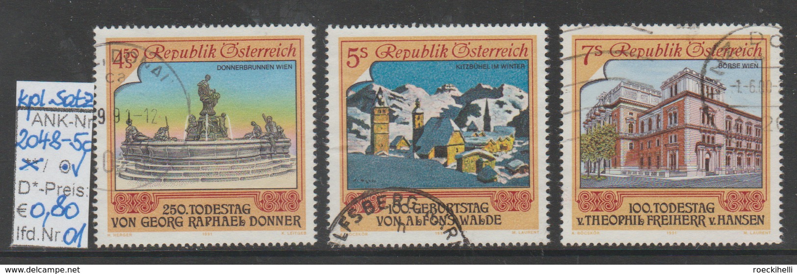 8.2.1991 - SM-Satz  "Bildende Kunst"   -  O  Gestempelt  -  Siehe Scan  (2048-50o 01-03) - Used Stamps