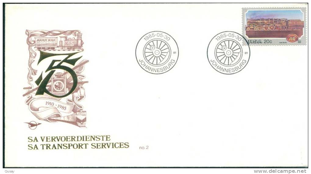Train  , South Africa FDC 1985 - Lettres & Documents