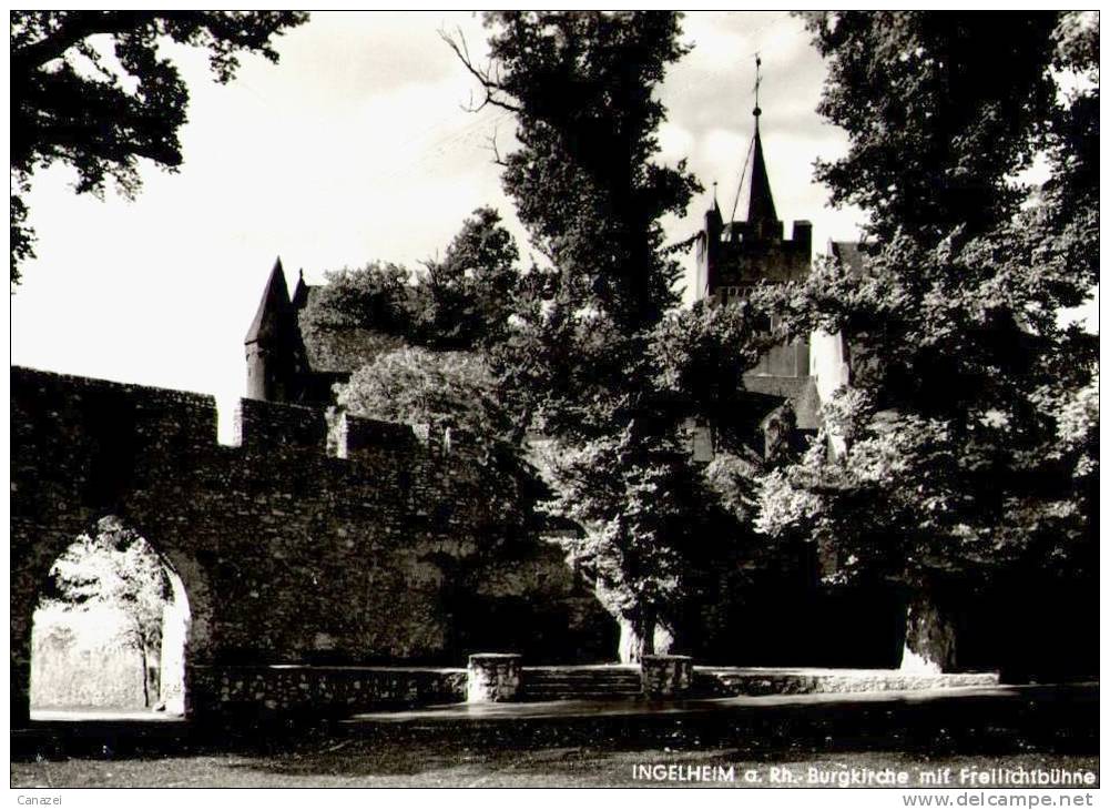 AK Ingelheim, Burgkirche Mit Freilichtbühne, Gel 1959 - Ingelheim