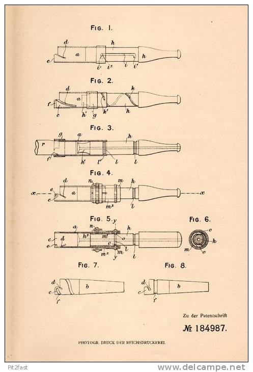 Original Patentschrift - J. Proctor In Blackburn , England , 1906 , Spitze Für Cigarre Oder Zigarette , Cigar !!! - Fume-Cigarettes