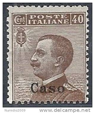 1912 EGEO CASO EFFIGIE 40 CENT MH * - RR10898 - Egée (Caso)