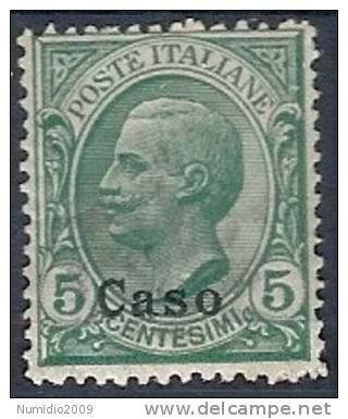 1912 EGEO CASO EFFIGIE 5 CENT MH * - RR10899 - Egée (Caso)