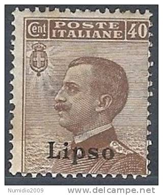 1912 EGEO LIPSO EFFIGIE 40 CENT MH * - RR10899 - Ägäis (Lipso)