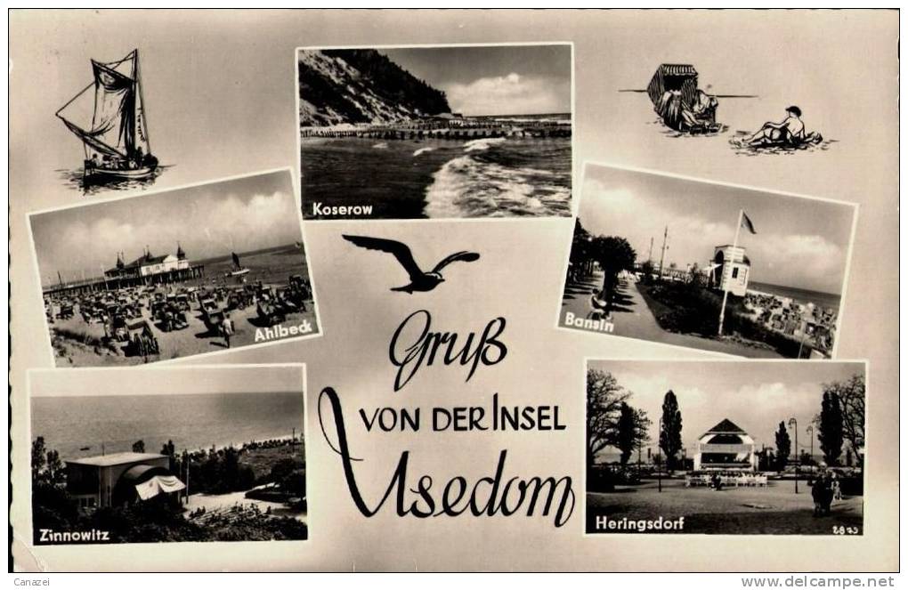 AK Usedom: Koserow, Bansin, Ahlbeck, Zinnowitz, Heringsdorf, Gel, 1961 - Usedom