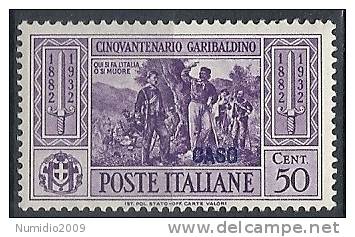 1932 EGEO CASO GARIBALDI 50 CENT MH * - RR10904 - Egée (Caso)