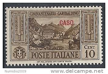 1932 EGEO CASO GARIBALDI 10 CENT MH * - RR10904 - Egée (Caso)