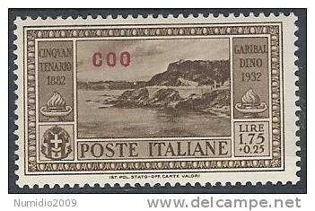 1932 EGEO COO GARIBALDI 1,75 LIRE MH * - RR10904 - Aegean (Coo)
