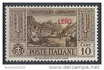 1932 EGEO LERO GARIBALDI 10 CENT MH * - RR10906 - Egée (Lero)