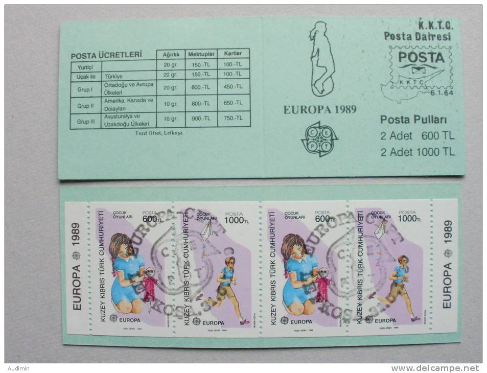 Zypern Türkisch 249/0 C MH 2 Oo Booklet 2 Oo Used, EUROPA/CEPT 1989, Kinderspiele - Unused Stamps