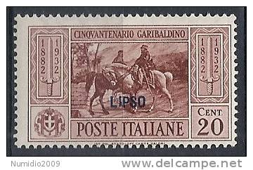 1932 EGEO LIPSO GARIBALDI 20 CENT MH * - RR10907 - Aegean (Lipso)