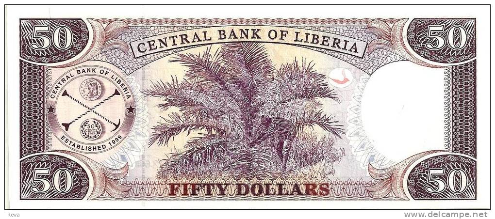 LIBERIA $50 DOLLARS PURPLE MAN FRONT MAN TREE BACK DATED 2008 UNC P.29 READ DESCRIPTION - Liberia