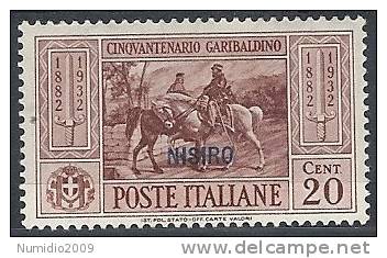 1932 EGEO NISIRO GARIBALDI 20 CENT MH * - RR10907 - Egeo (Nisiro)