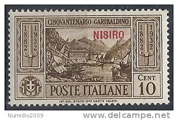 1932 EGEO NISIRO GARIBALDI 10 CENT MH * - RR10908 - Ägäis (Nisiro)