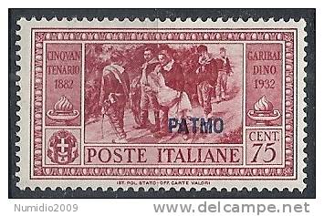 1932 EGEO PATMO GARIBALDI 75 CENT MH * - RR10908 - Egeo (Patmo)