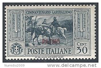 1932 EGEO PATMO GARIBALDI 30 CENT MH * - RR10908 - Egée (Patmo)