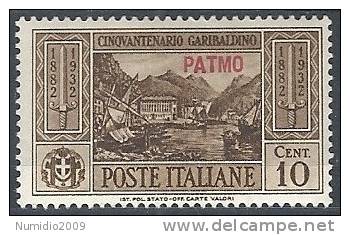 1932 EGEO PATMO GARIBALDI 10 CENT MH * - RR10908 - Egée (Patmo)