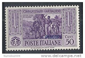 1932 EGEO PISCOPI GARIBALDI 50 CENT MH * - RR10909 - Egée (Piscopi)