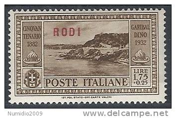 1932 EGEO RODI GARIBALDI 1,75 LIRE MH * - RR10909 - Egée (Rodi)