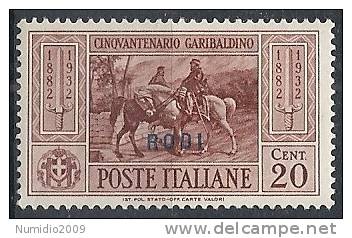 1932 EGEO RODI GARIBALDI 20 CENT MH * - RR10910 - Egée (Rodi)